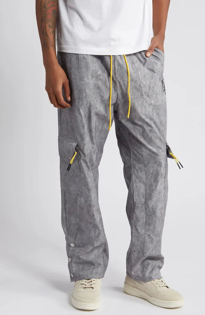 Washed Drawstring Cargo Pants